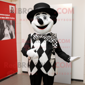 Black Mime mascot costume character dressed with a Suit and Scarves