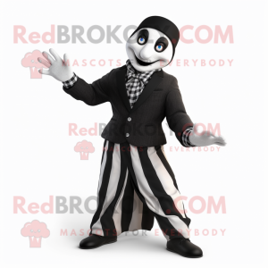 Black Mime mascot costume character dressed with a Suit and Scarves