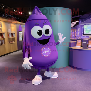 Purple Ray mascot costume character dressed with a Long Sleeve Tee and Coin purses