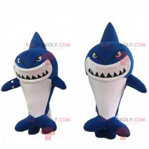 2 déguisements de requins géants, bleus et blancs -