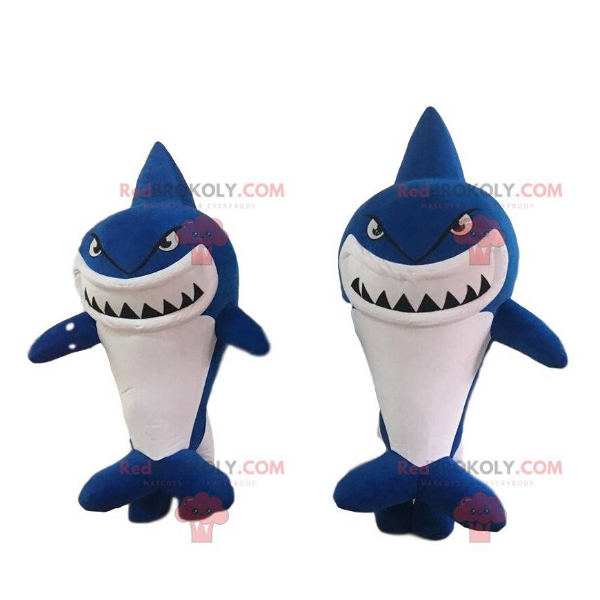 2 fantasias de tubarão gigante, azul e branco - Redbrokoly.com