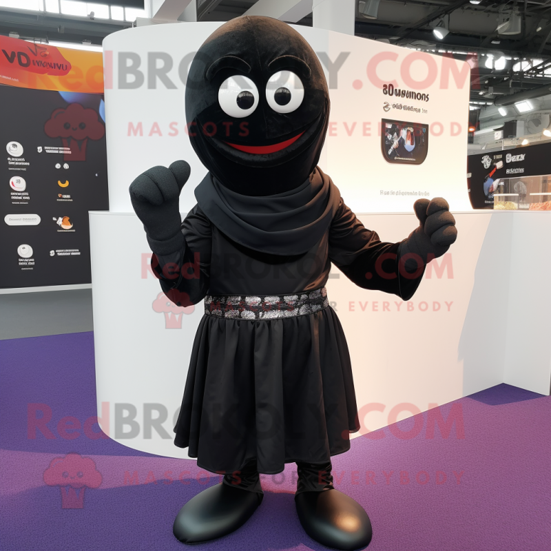 Black Moussaka mascot costume character dressed with a Turtleneck and Cufflinks Black Moussaka mascot costume character dressed with a Turtleneck and Cufflinks