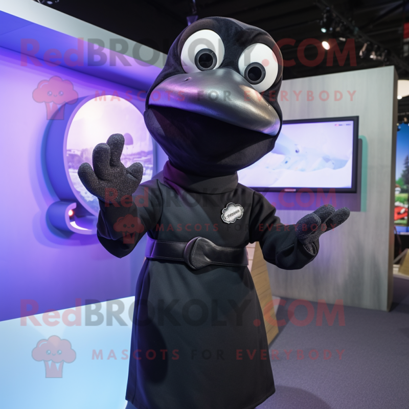 Black Moussaka mascot costume character dressed with a Turtleneck and Cufflinks Black Moussaka mascot costume character dressed with a Turtleneck and Cufflinks