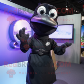 Black Moussaka mascot costume character dressed with a Turtleneck and Cufflinks