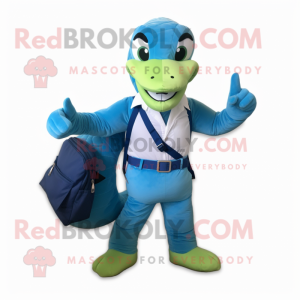 Cyan Snake maskot kostume...