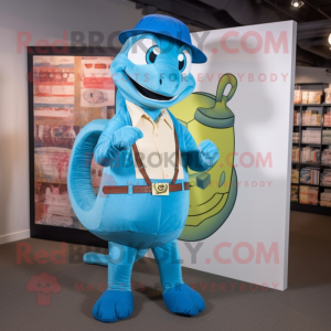 Cyan Snake maskot drakt...