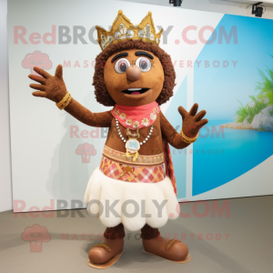 Brun Queen maskot kostume...