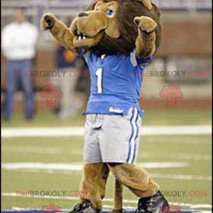 Mascote leão marrom em roupas esportivas - Redbrokoly.com