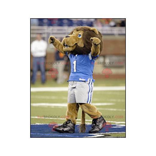 Brown lion mascot in sportswear - Redbrokoly.com