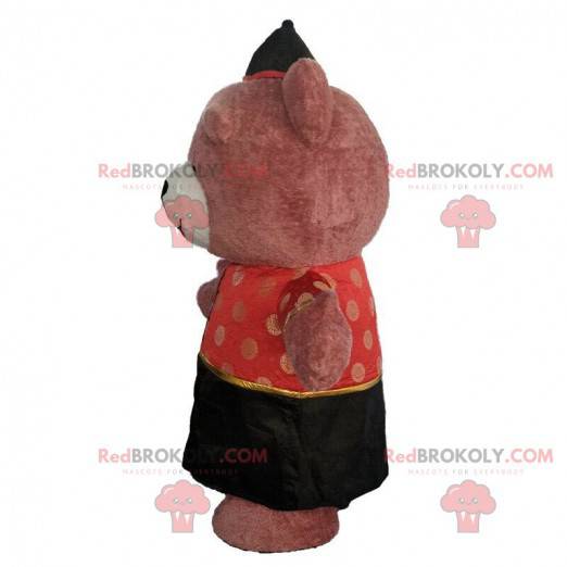 Fato de urso inflável vestido com roupa asiática -