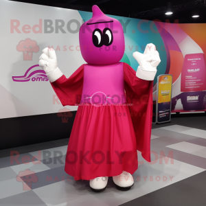 Magenta Boxing Glove mascot costume character dressed with a Dress and Shawls