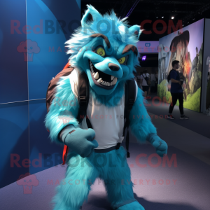 Cyan Werewolf maskot...