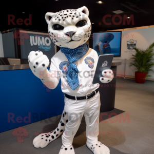 Hvid Jaguar maskot kostume...