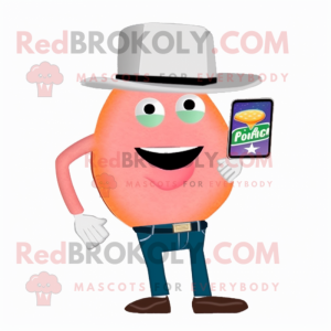 Peach Ceviche mascot costume character dressed with a Sweater and Pocket squares
