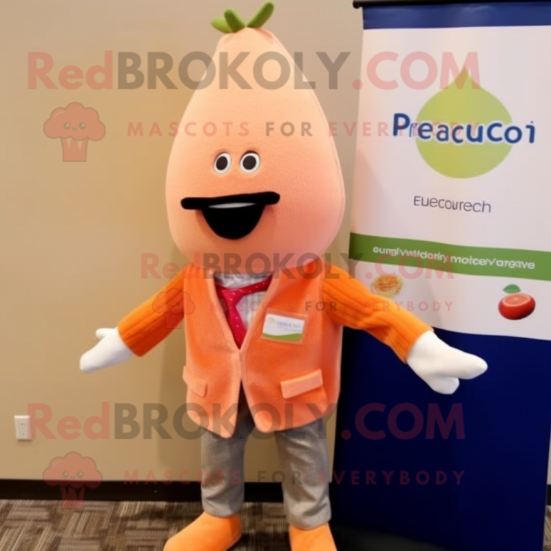 Peach Ceviche mascot costume character dressed with a Sweater and Pocket squares