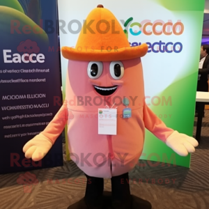 Peach Ceviche mascot costume character dressed with a Sweater and Pocket squares