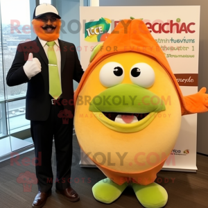 Peach Ceviche mascot costume character dressed with a Sweater and Pocket squares