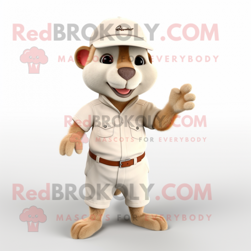 Beige Dormouse mascot costume character dressed with a Bermuda Shorts and Caps Beige Dormouse mascot costume character dressed with a Bermuda Shorts and Caps