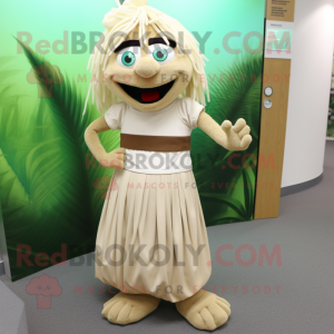 Beige But mascot costume character dressed with a Maxi Skirt and Anklets