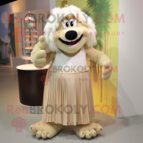 Beige But mascot costume character dressed with a Maxi Skirt and Anklets