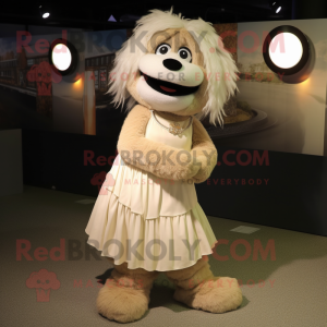Beige But mascot costume character dressed with a Maxi Skirt and Anklets