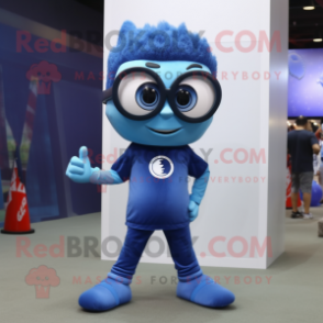Blue Alliance mascot costume character dressed with a Skinny Jeans and Eyeglasses