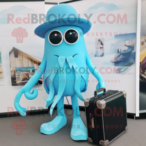 Sky Blue Squid maskot...