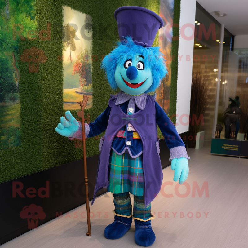 Blue Bagpipe mascot costume character dressed with a Dress Pants and Hairpins Blue Bagpipe mascot costume character dressed with a Dress Pants and Hairpins