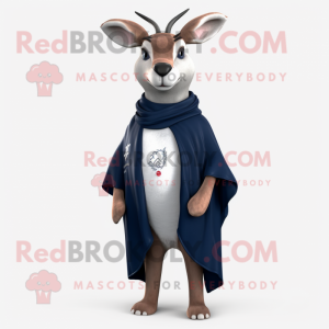 Navy Deer mascot costume character dressed with a Bermuda Shorts and Shawl pins