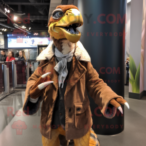 nan Utahraptor mascot costume character dressed with a Coat and Keychains