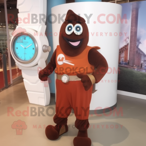 Rust Wrist Watch mascot costume character dressed with a Bodysuit and Cummerbunds