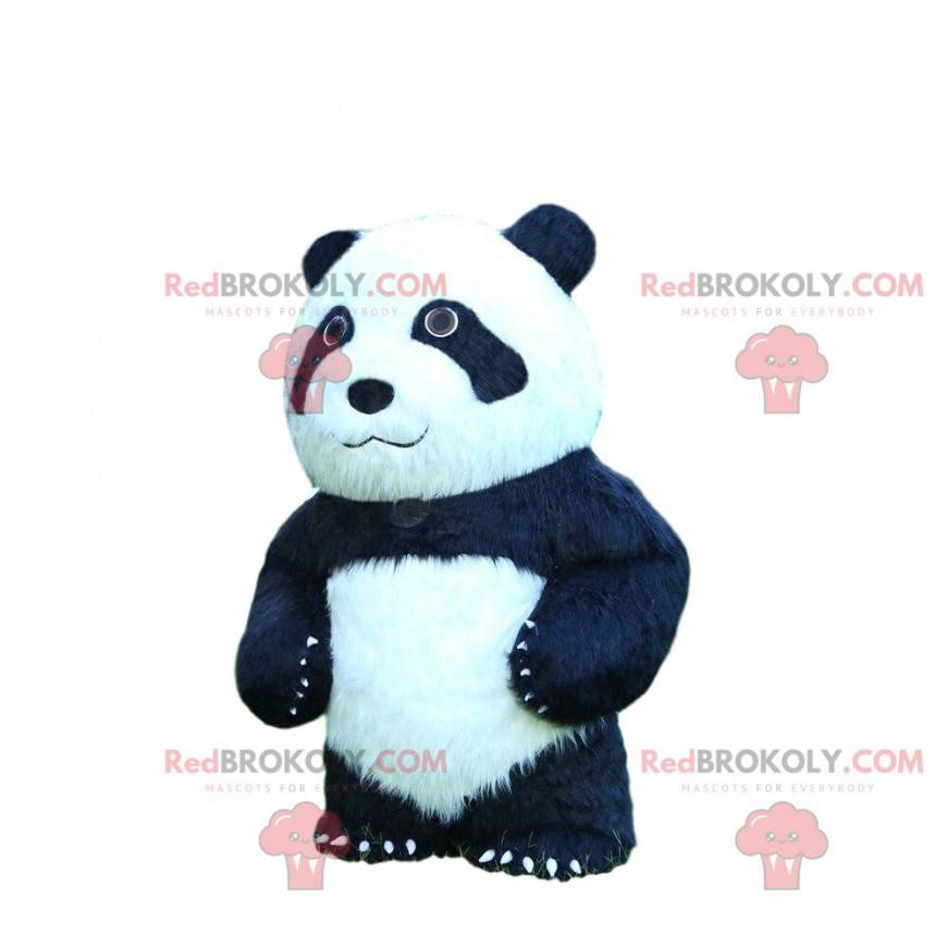 Mascote panda inflável preto e branco, fantasia de urso gigante