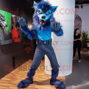 Blauwe weerwolf mascotte...