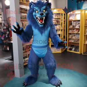Blauer Werwolf Maskottchen...