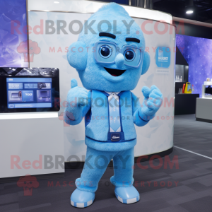Blue Ice mascot costume character dressed with a Dress Pants and Smartwatches