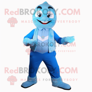Blue Ice mascot costume character dressed with a Dress Pants and Smartwatches