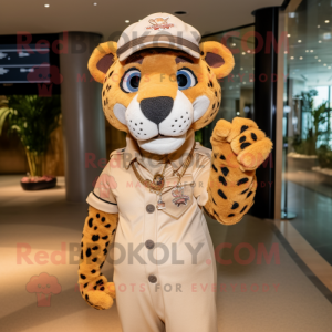Tan Cheetah maskot kostume...