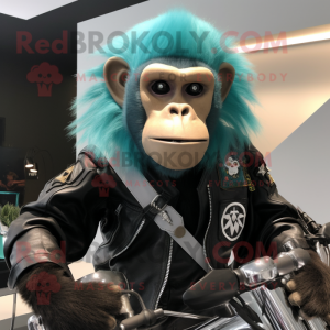 Teal Capuchin Monkey maskot...