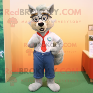 nan Dingo mascot costume character dressed with a Capri Pants and Eyeglasses