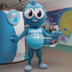 Cyan Juggle mascot costume character dressed with a Swimwear and Watches