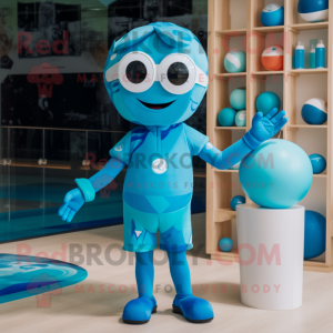 Cyan Juggle maskot kostume...