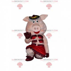 Mascotte di maiale cabaret, travestimento da cabaret -