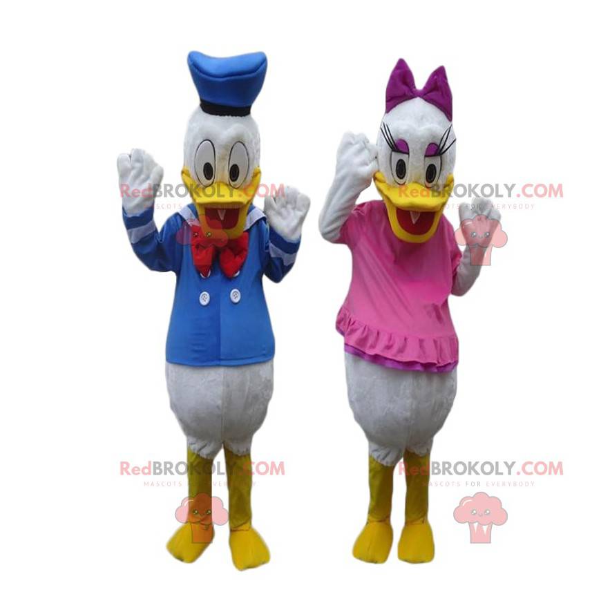 2 mascotes de Donald e Daisy, personagem da Disney -