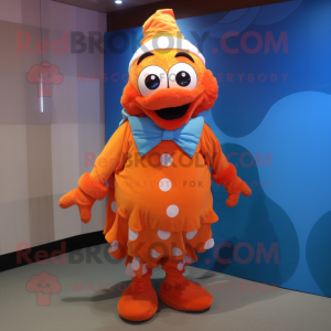 Orange Clown Fish mascot costume character dressed with a Cover-up and Ties