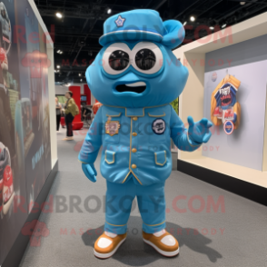 Cyan Jambalaya mascot costume character dressed with a Bomber Jacket and Cummerbunds