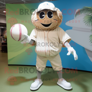 Cream Baseball Ball maskot...