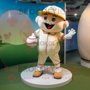 Cream Baseball Ball maskot...