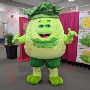 Lime Green Corned Beef And Cabbage mascot costume character dressed with a Corduroy Pants and Earrings