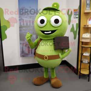 Olive Television mascot costume character dressed with a Jeggings and Messenger bags
