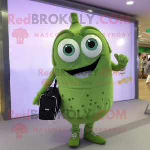 Olive Television mascot costume character dressed with a Jeggings and Messenger bags